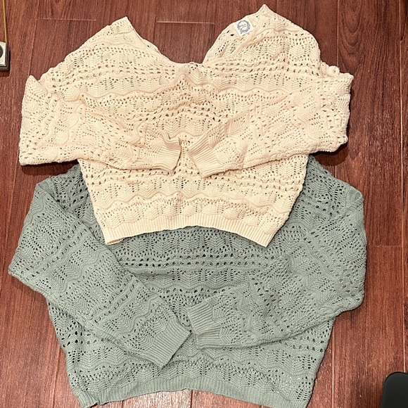 Blue Rain Tops - Blue Rain Cream and Teal Knit Tops